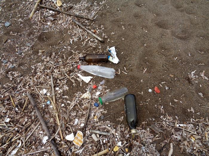 море выбросило мусор на пляж