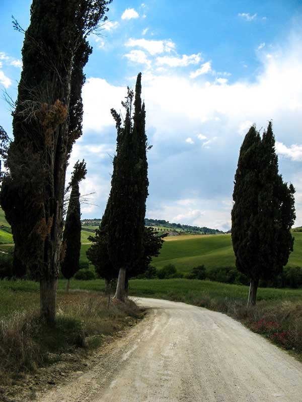 просёлочная дорога в Тоскане, валь д Орча, Монтикиелло